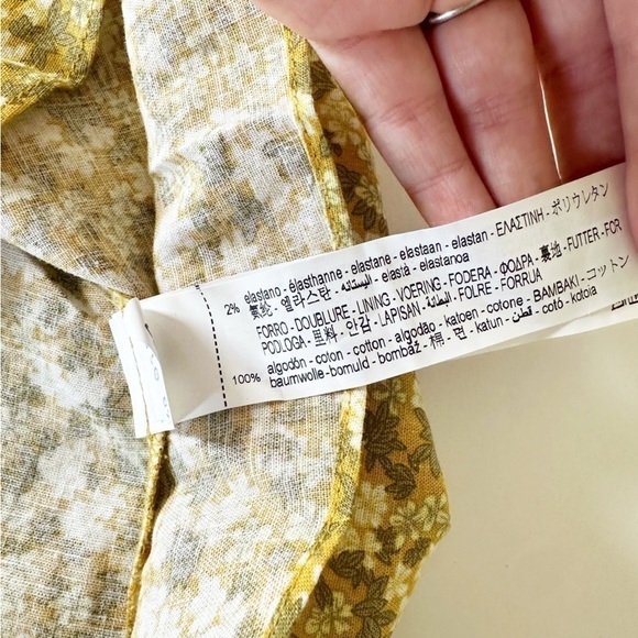 Zara Women’s Large Yellow Green Smocked Puff Sleeve Mini Dress - Picture 6 of 8